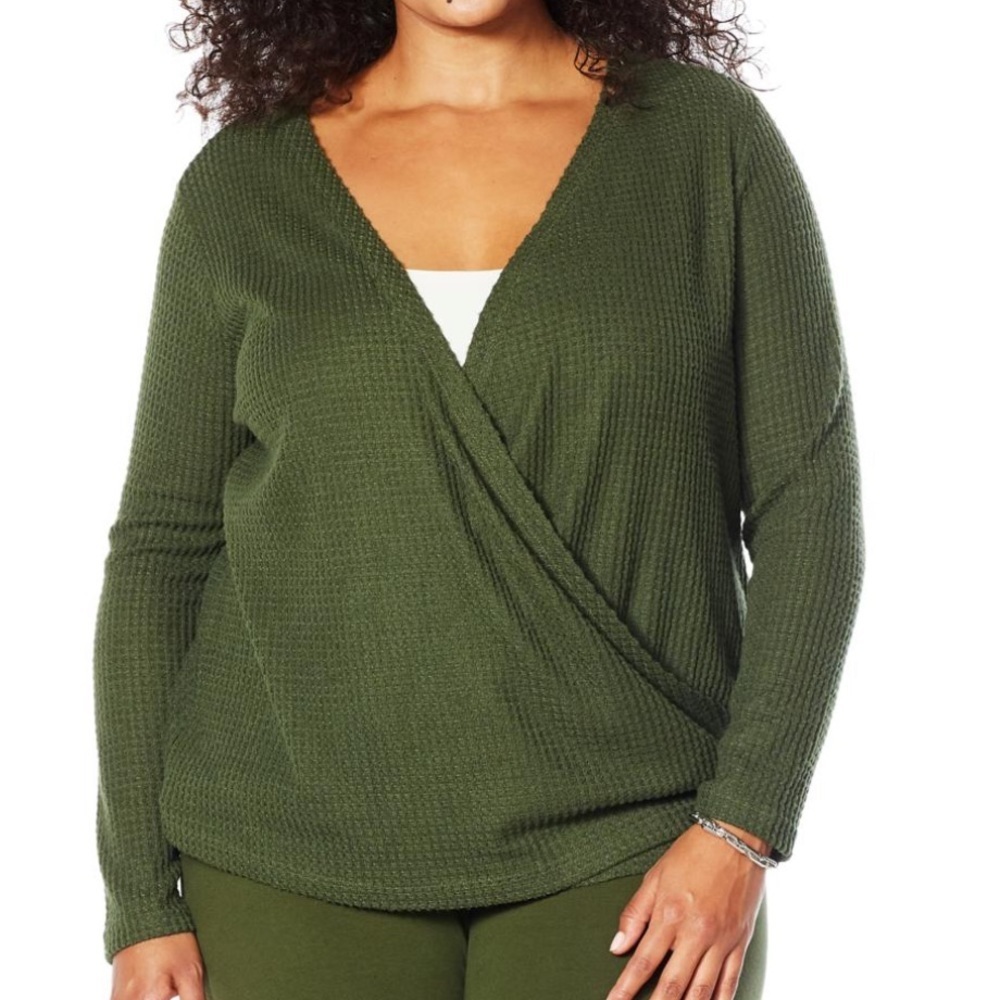 New‎ Laila Ali 3-Way Cardigan in taupe color